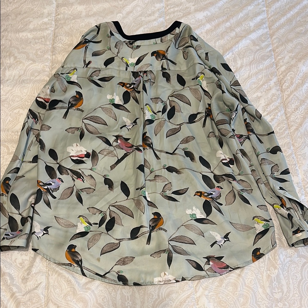 Zara Basic Multicolor Bird Print Blouse - image 4